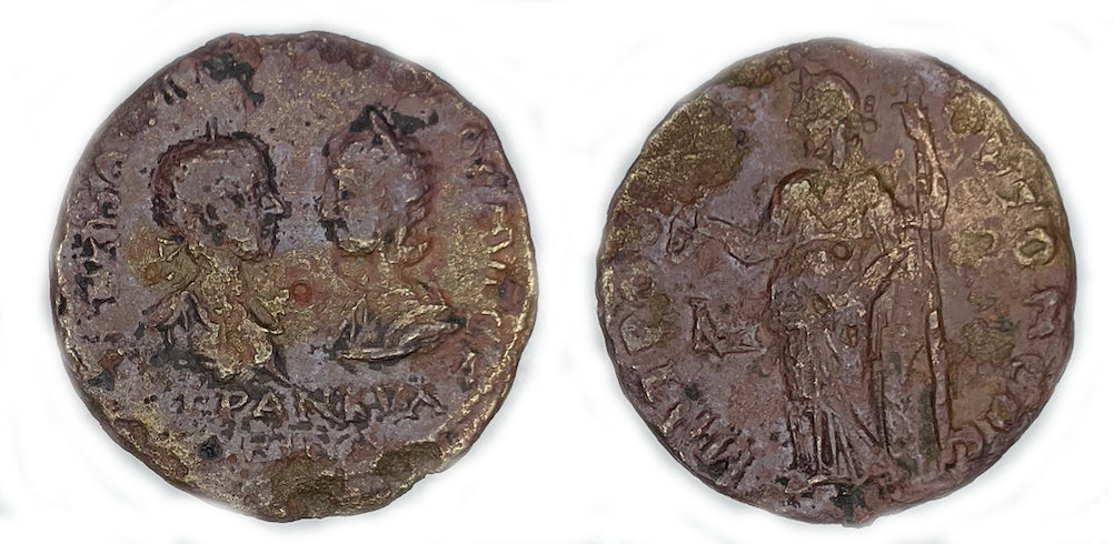 THRACE, ANCHIALUS, BUSTS OF GORDIANUS AND TRANQUILLA FACE TO FACE, 14.39 gms.