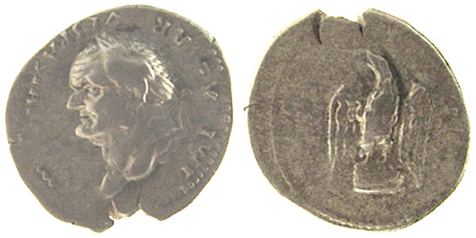 VESPASIAN, EAGLE STANDING,DENARIUS