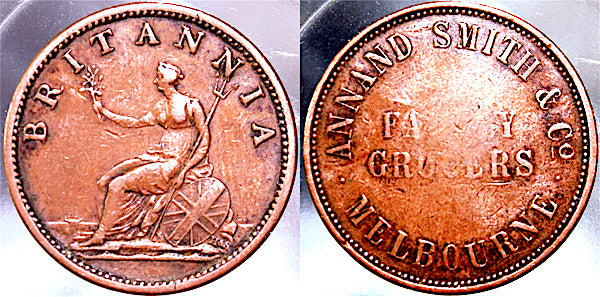 ANNARD SMITH &CO MELBOURNE, BRITANNIA SEATED. TOKEN