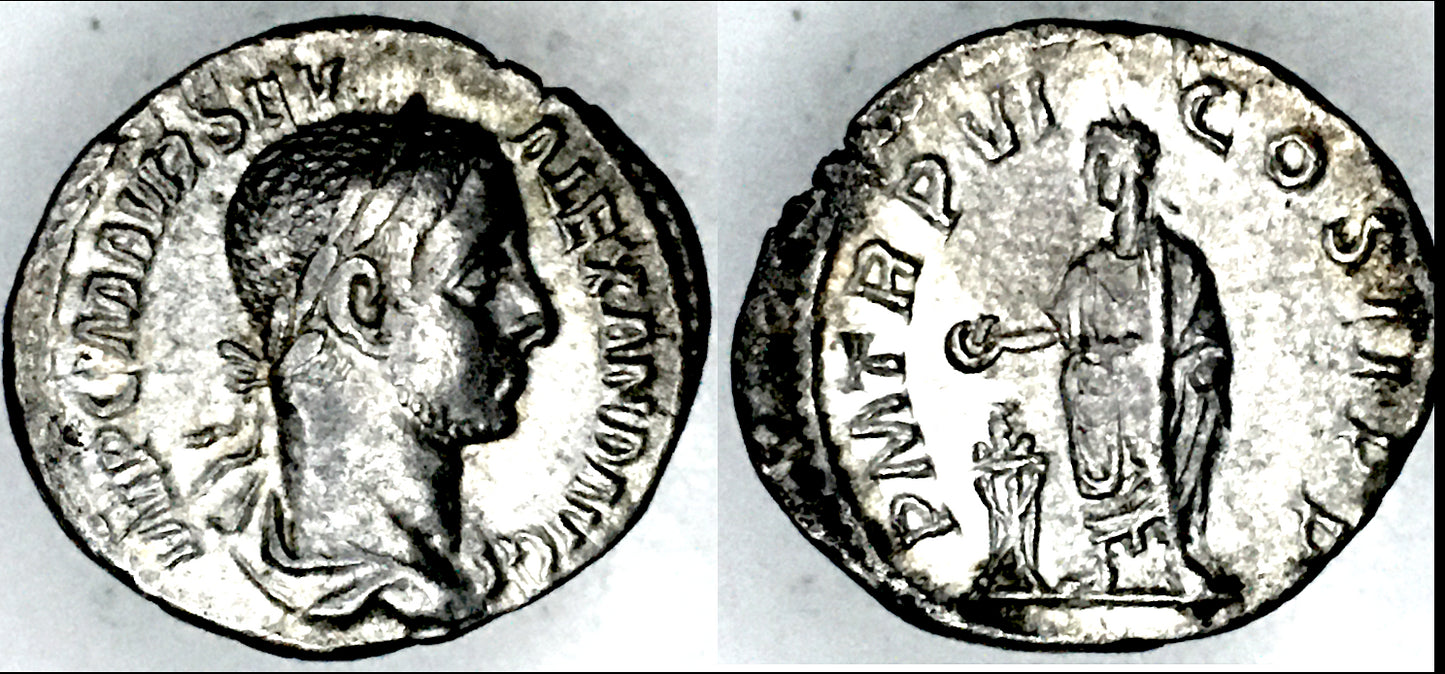 SEVERUS ALEXANDER, EMPEROR STANDING, DENARIUS