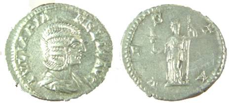 JULIA DOMNA, VESTA, DENARIUS