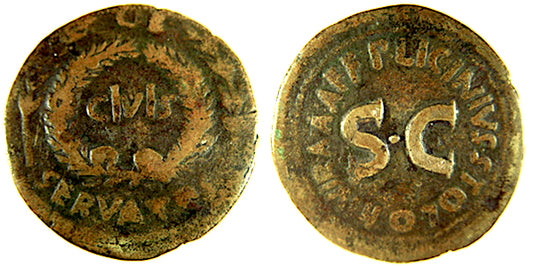 OCTAVIAN AS AUGUSTUS, P LICINIUS, SESTERTIUS