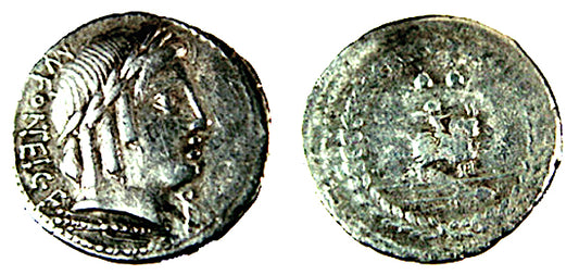 Mn FONTEIUS C f, WINGED GENIUS, DENARIUS