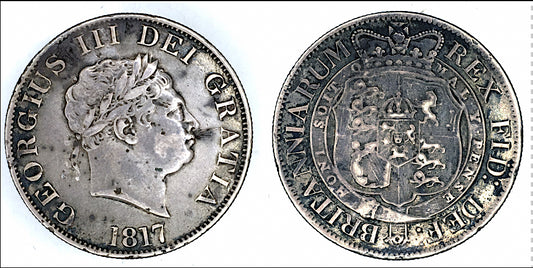 GREAT BRITAIN, GEORGE III, 1817 SMALL HEAD, HALF CROWN