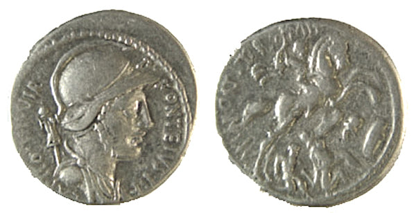 P FONTEIUS Pf CAPITO, WARRIOR ON HORSEBACK, DENARIUS