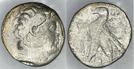 ANTIOCHUS VII, EUERGETES, CLOSED WING EAGLE, TETRADRACHM, (SHEKEL OF TYRE)