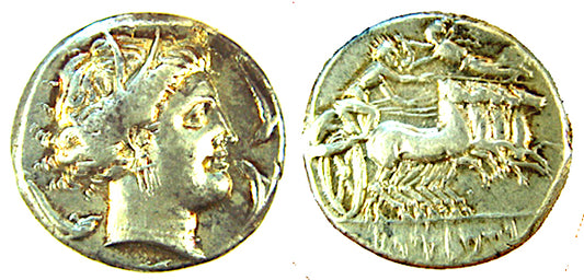 SICULO-PUNIC, CAPE OF MELKART, WREATHED HEAD, TETRADRACHM