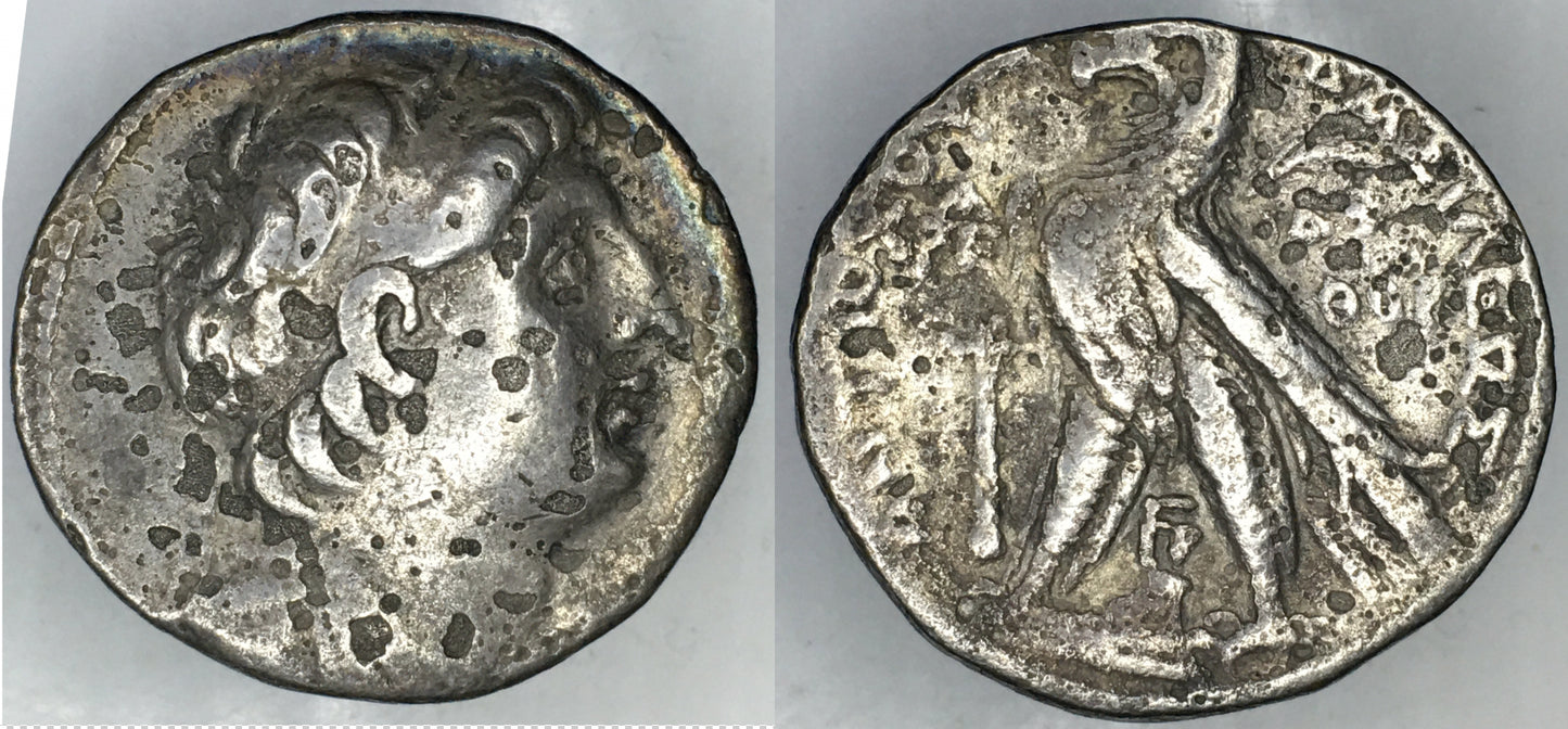 ANTIOCHOS VII, EVERGETES, CLOSED WING EAGLE, TETRADRACHM (SHEKEL)