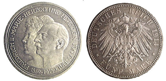 GERMANY, ANHALT-DESSAU, FREDRICH II, SILVER WEDDING, 1914