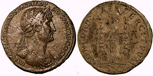 HADRIAN, CONCORDIA, SESTERTIUS,