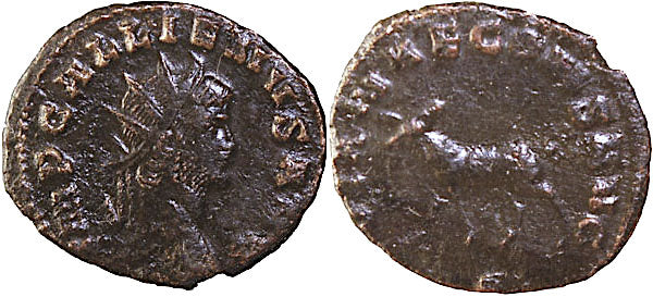 GALLIENUS, DOE WALKING, ANTONINIANUS